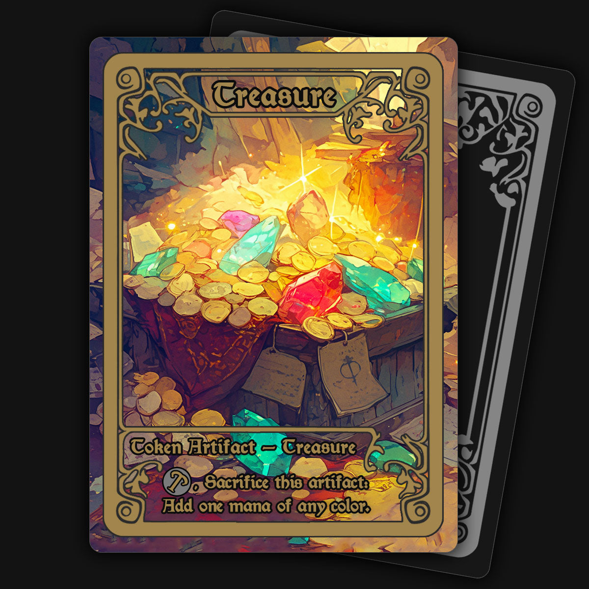 Treasure Token | FOIL MTG Proxy Mythic Magic Gaming Treasure Token | FOIL MTG Proxy Mythic Magic Gaming