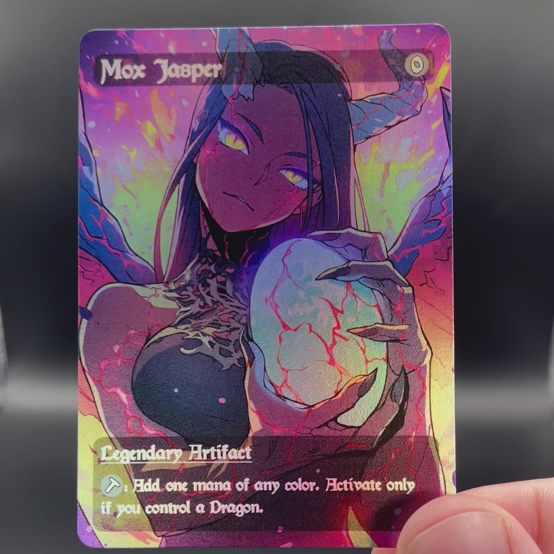 a video showcasing the foil finished anime waifu mtg proxy card bundle 