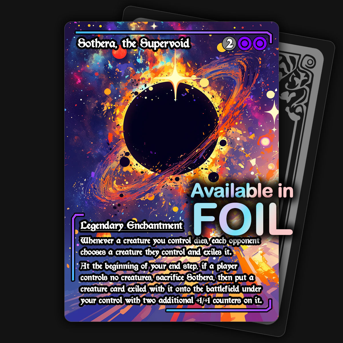 an mtg proxy card of sothera the supervoid. Borderless foil. 